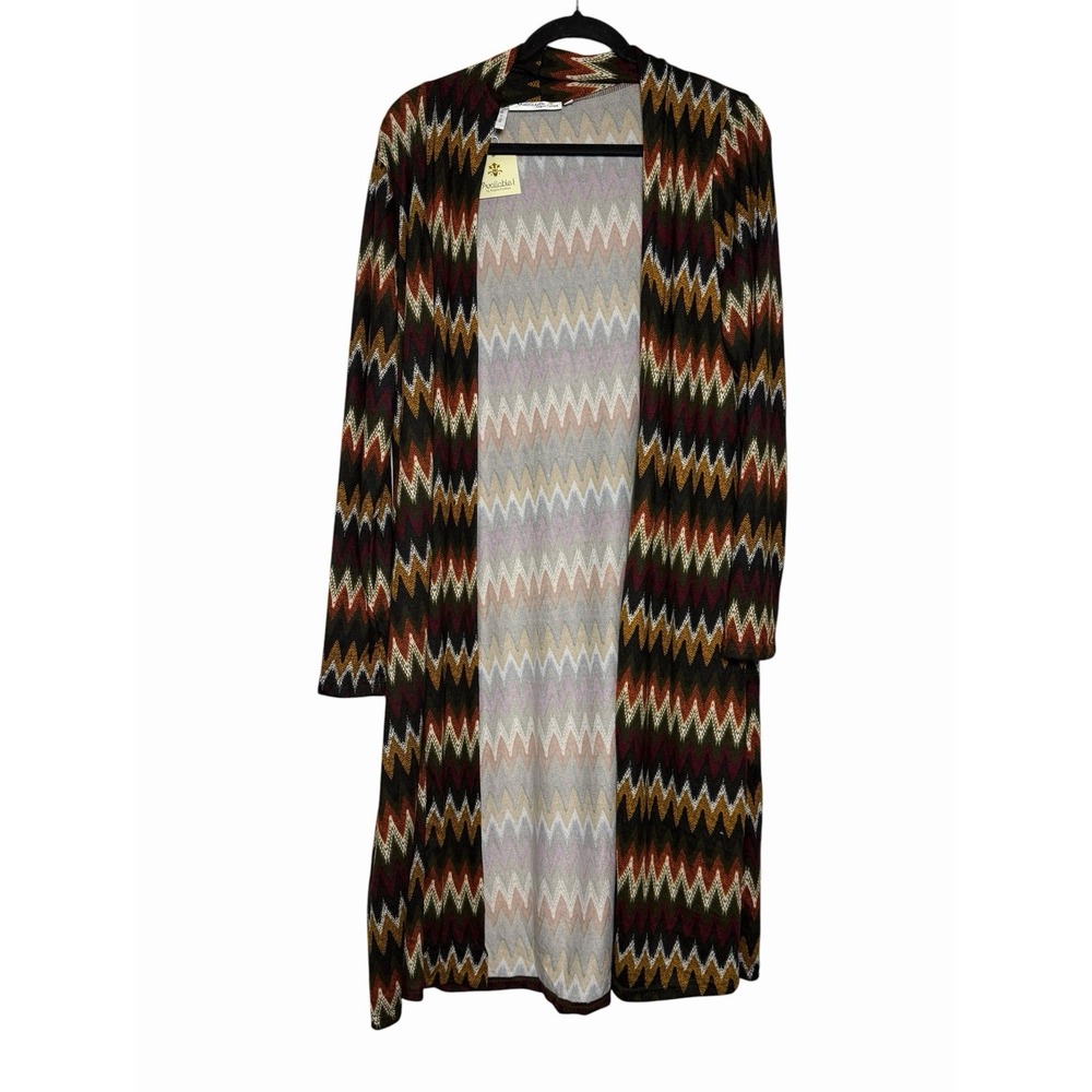 Available By Angela Fashion Long Cardigan Large Open Front NWT Boho Chevron